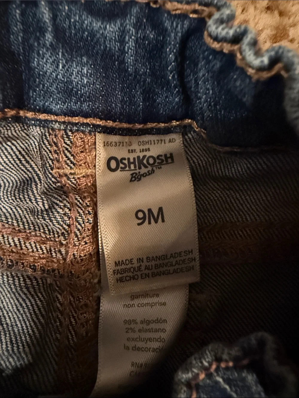 OshKosh B'gosh Washed Blue Denim Shorts with Cream Lace Trim